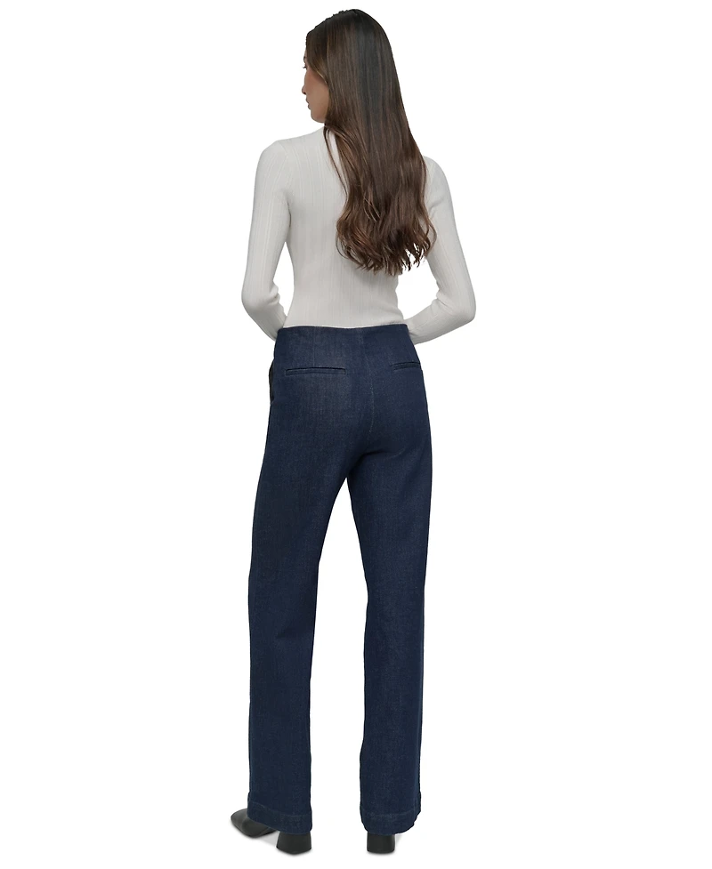 Dkny Jeans Petite High-Rise Wide-Leg Trouser