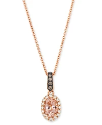 Le Vian Morganite (1/2 ct. t.w.) & Diamond (1/5 ct. t.w.) Oval 20" Adjustable Pendant Necklace in 14k Rose Gold