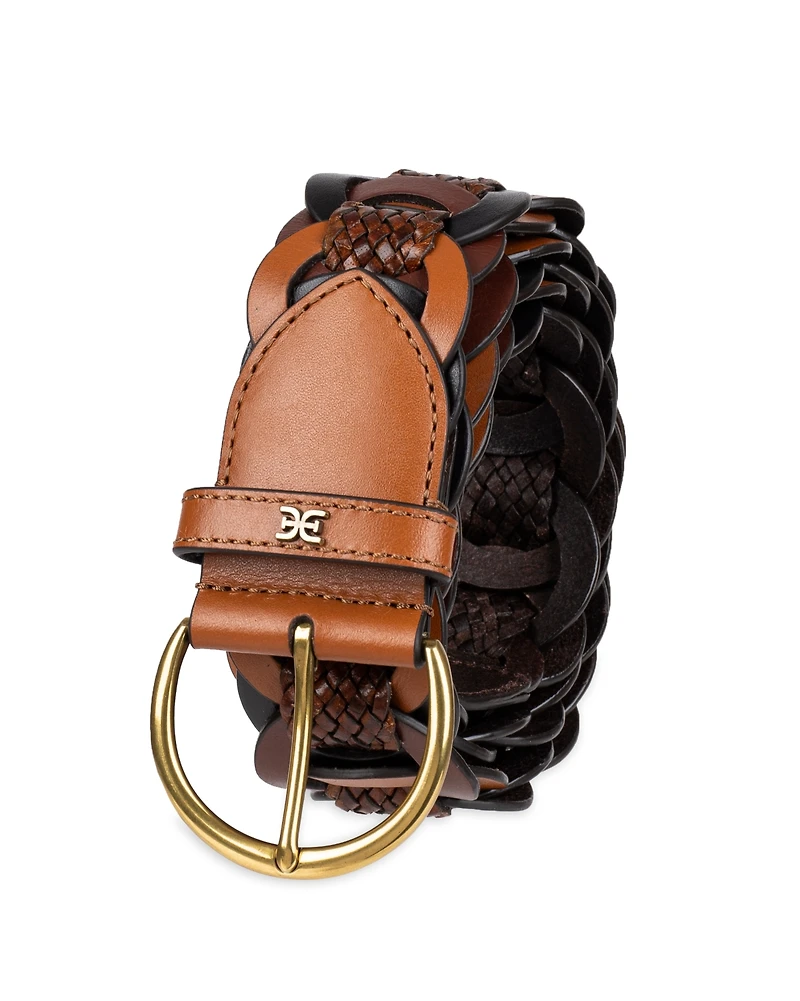 Sam Edelman Women's Casual Woven Linked Genuine Leather Belt