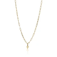 Non-Tarnishing Gold Filled Paperclip Chain With Gold Cross Charm Necklace