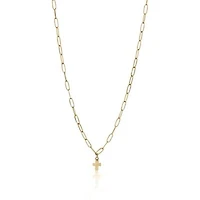 Bowood Lane Gold Filled Paperclip Chain With Gold Cross Charm Necklace