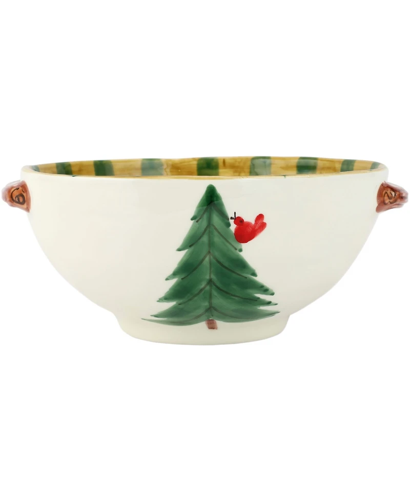 Vietri Old St. Nick Handled Bowl with Bird Watcher
