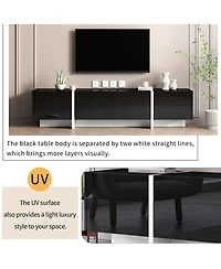 Tv Stand for TVs Up to 80” – Modern Rectangular Entertainment Center with Sleek Storage Shelves