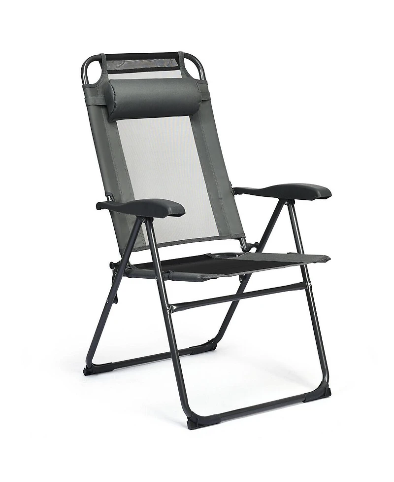 Sugift 4 Pieces Patio Garden Adjustable Reclining Folding Chairs with Headrests