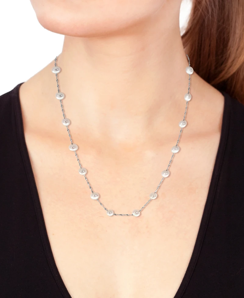 Effy Cultured Freshwater Pearl Station 18" Necklace 14k Gold (5-1/2mm)