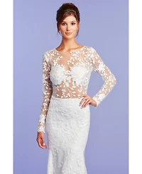 Tadashi Shoji Women's Holden Long-Sleeve Illusion Gown