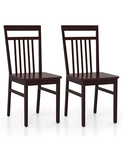 Sugift Set of 2 Farmhouse Dining Chair with Slanted High Backrest