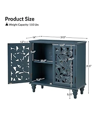 Hulala Home LuLu Traditional 32"Tall 2 Door Accent Cabinet Solid Wood Spindle Legs