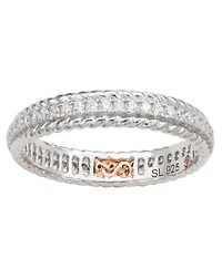 Suzy Levian Sterling Silver Cubic Zirconia French Filigree Eternity Band