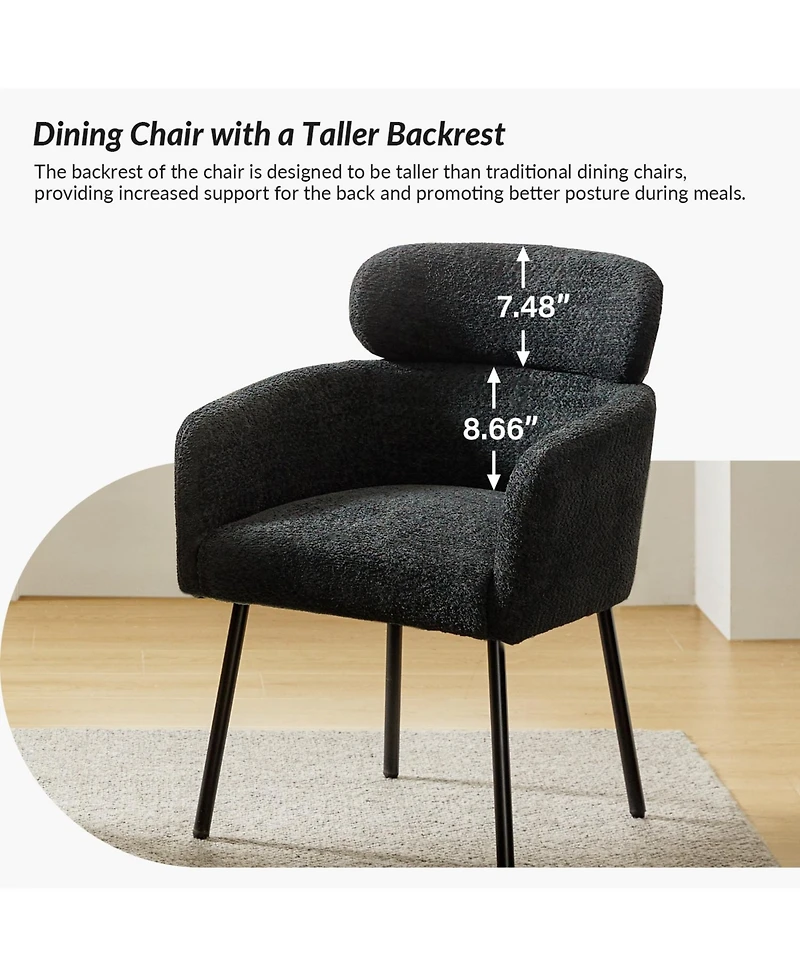 Hulala Home Niccolo Modern Boucle Dining Chair with Adjustment Feet