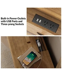 Hulala Home Daniele Transitional 3 - Drawer Nightstand with Built-In Outlets