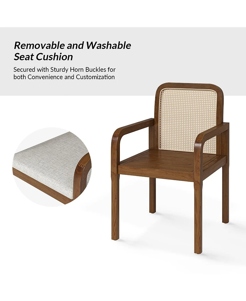 Javier Modern Ratten Dining Chair with Removable Seat Cushions