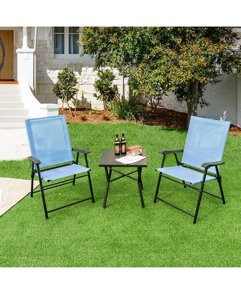 Sugift Patio Dining Chair Set of 2 with Armrests and Metal Frame