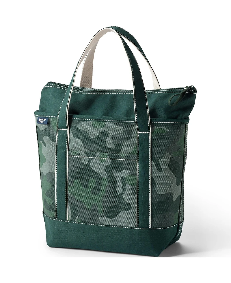 Lands' End Print 5 Pocket Zip Top Canvas Tote Bag