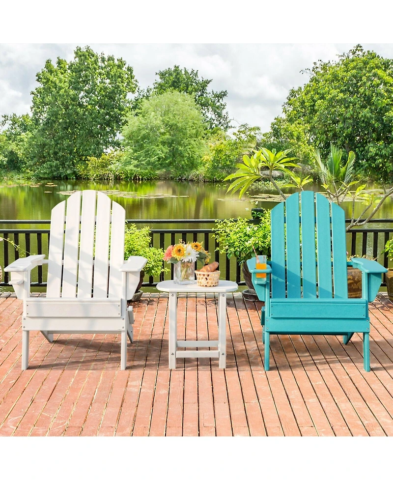 Sugift Foldable Weather Resistant Patio Chair with Built-in Cup Holder