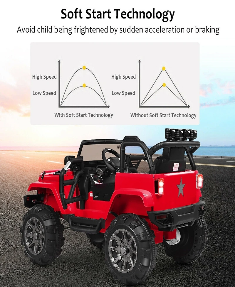 12V Electric Ride On Truck with Parental Remote Control and Led Lights