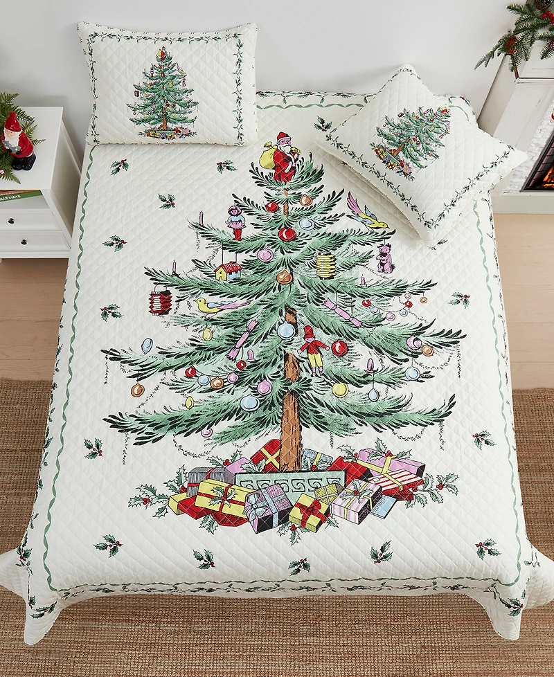 Spode Christmas Tree Reversible 3-Pc. Quilt Set