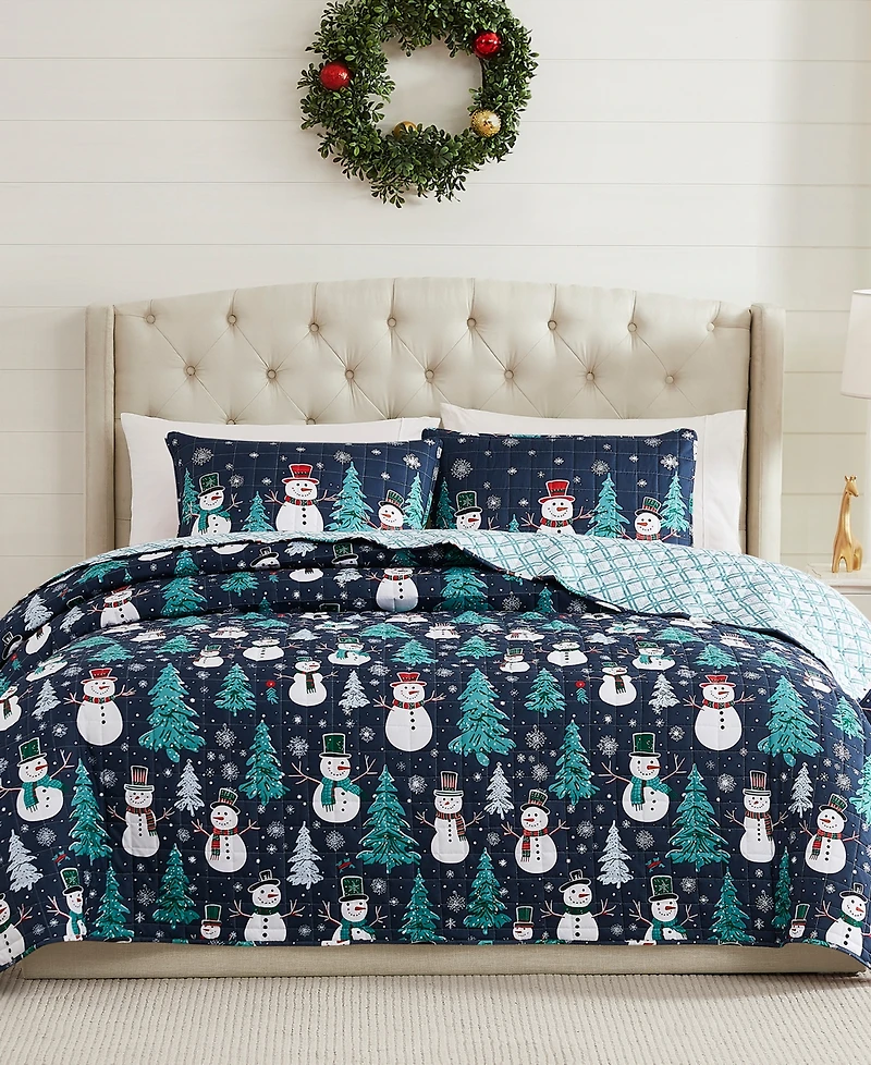 Avanti Snowman Reversible 3-Pc. Quilt Set