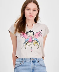 Freeze 24-7 Juniors' Betty Boop Embellished Raglan Baby Tee