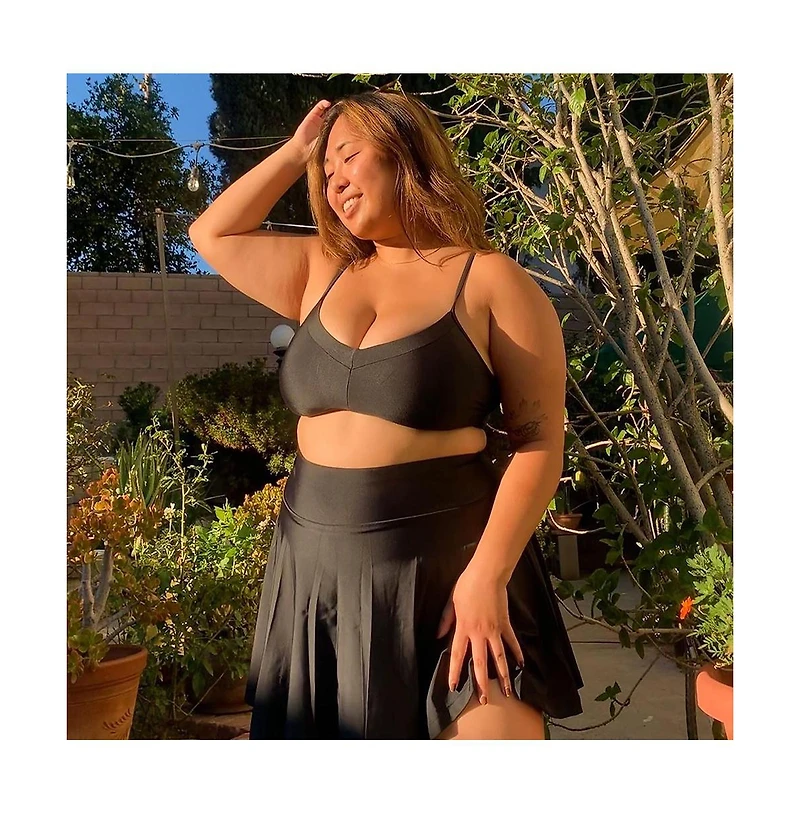 Calypsa Women's Plus Flowy Swim Skirt With Attached Shorts