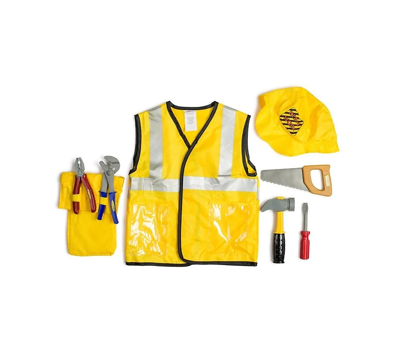 Dress Up America Kids Yellow Construction Worker Role-Play Set