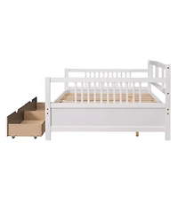 Slickblue Full Size Wood Daybed with Two Drawers, Space-Saving Storage Bed for Bedroom & Guest Room