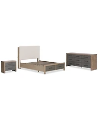 Portmore 3pc California King Storage Set (Upholstered Bed, Dresser & 2-Drawer Nightstand with soft close drawers), Created for Macy's