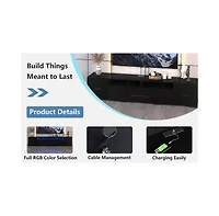 Slickblue Modern Tv Console with Storage, App Control Led Stand, Rgb Lighting, 31 Modes for 80'' TVs