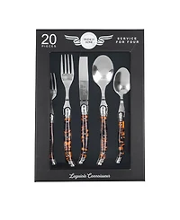 French Home Laguiole Connoisseur 20-Piece 18/10 Flatware Set with Tortoise Handles