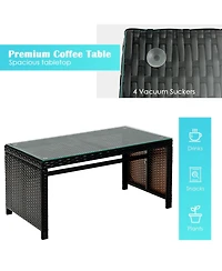 Vebreda Sugift 4 Pieces Patio Rattan Cushioned Furniture Set