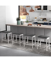 Sugift 24 inch Bar Stool Set of 2 with Padded Seat Cushions and Wood Legs