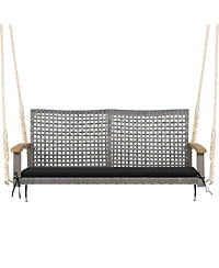 Sugift 2-Person Patio Wicker Hanging Swing Chair