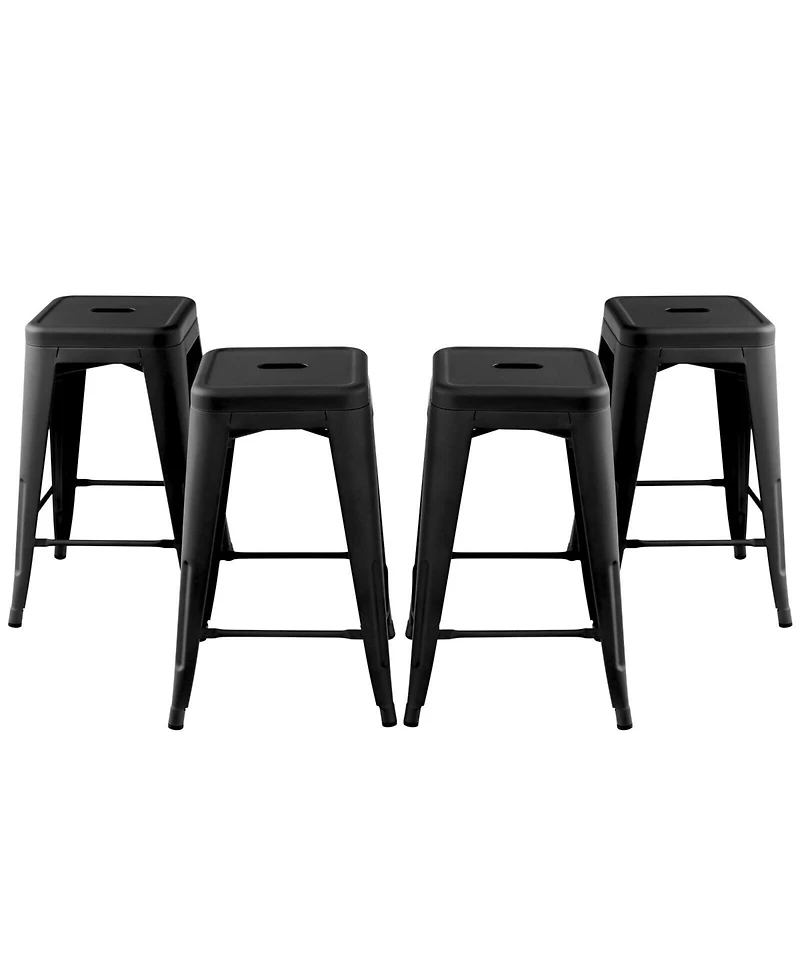 Sugift 24 Inch Set of 4 Tolix Style Counter Height Barstool Stackable Chair