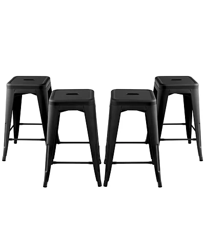 Sugift 24 Inch Set of 4 Tolix Style Counter Height Barstool Stackable Chair