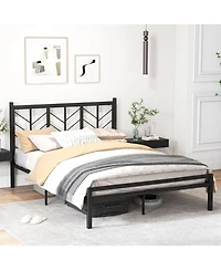 Queen Size Platform Bed with Headboard 11.5" Under Bed Storage Easy Assembly
