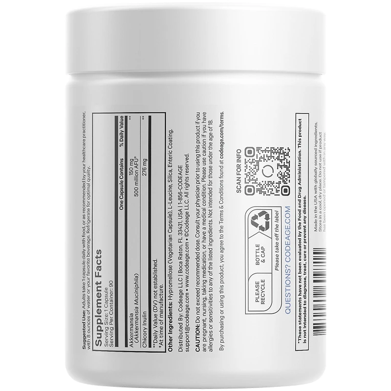 Codeage Akkermansia Muciniphila Probiotic Ultra - High-Potency 500M AFUs Akkermansia Probiotic Supplement