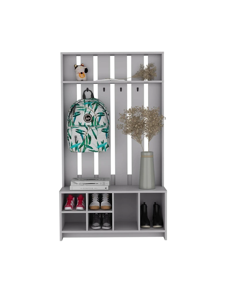 Norton Hall Tree with 7 Shelves, Smokey Gray