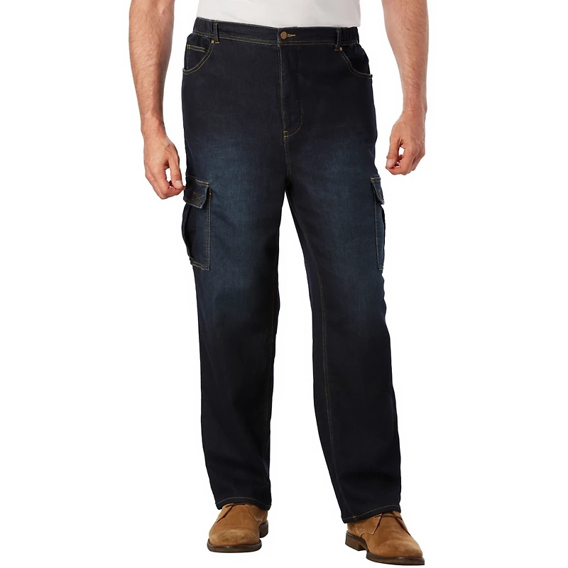 KingSize Big & Tall Relaxed Fit Cargo Denim Look Sweatpants