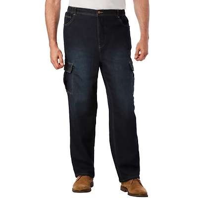 KingSize Big & Tall Relaxed Fit Cargo Denim Look Sweatpants