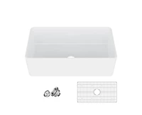 gaomon White Farmhouse Sink 33 inch Fireclay Apron Front Single Bowl Kitchen Sink Deep Drop In Farm Sink Undermount with Bottom Grid & Strainer Drain