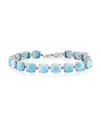 Caribbean Treasures Sterling Silver, 6.5mm 4-Prong Tennis Bracelet (Available Larimar, Lapis, or Malachite)