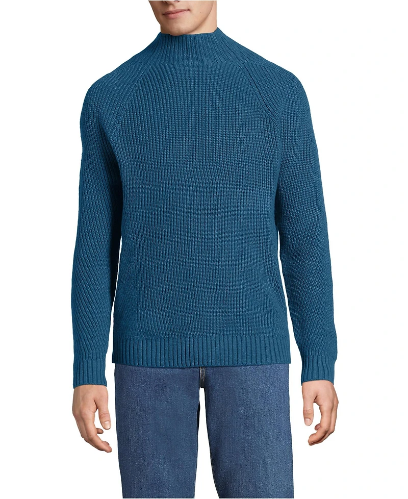 Lands' End Men's Long Sleeve Shaker Mock Neck Sweater