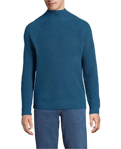 Lands' End Men's Long Sleeve Shaker Mock Neck Sweater