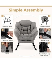 Large Lazy Chair with Cozy Head Pillow Stylish Tufted Back & Seat Armrests