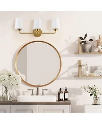Flynama 22.5 in. W 3-Light White Plus Gold Bathroom Vanity Light with Shade