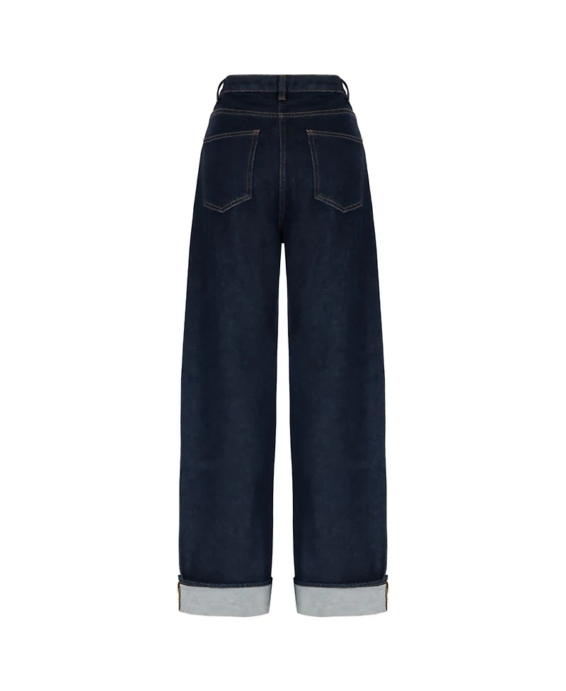 Nocturne Women's High Waist Folding Leg Jeans