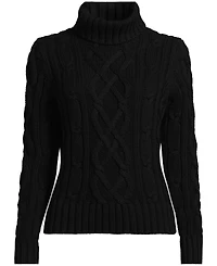 Lands' End Women's Drifter Cable Turtleneck Sweater