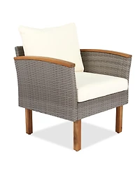 Streamdale 9-Piece Patio Furniture Set with Pe Wicker and Acacia Wood