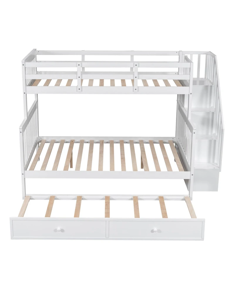 Streamdale Espresso Twin-Over-Full Bunk Bed with Storage and Trundle