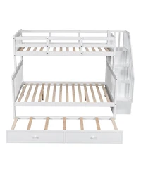 Streamdale Espresso Twin-Over-Full Bunk Bed with Storage and Trundle